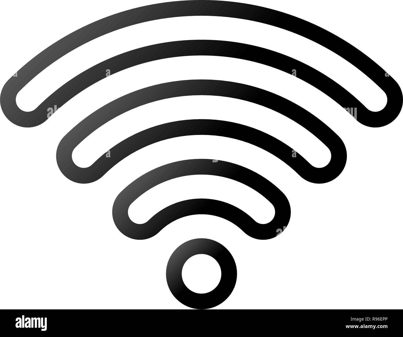 Wifi symbol icon - black outlined rounded gradient, isolated - vector ...