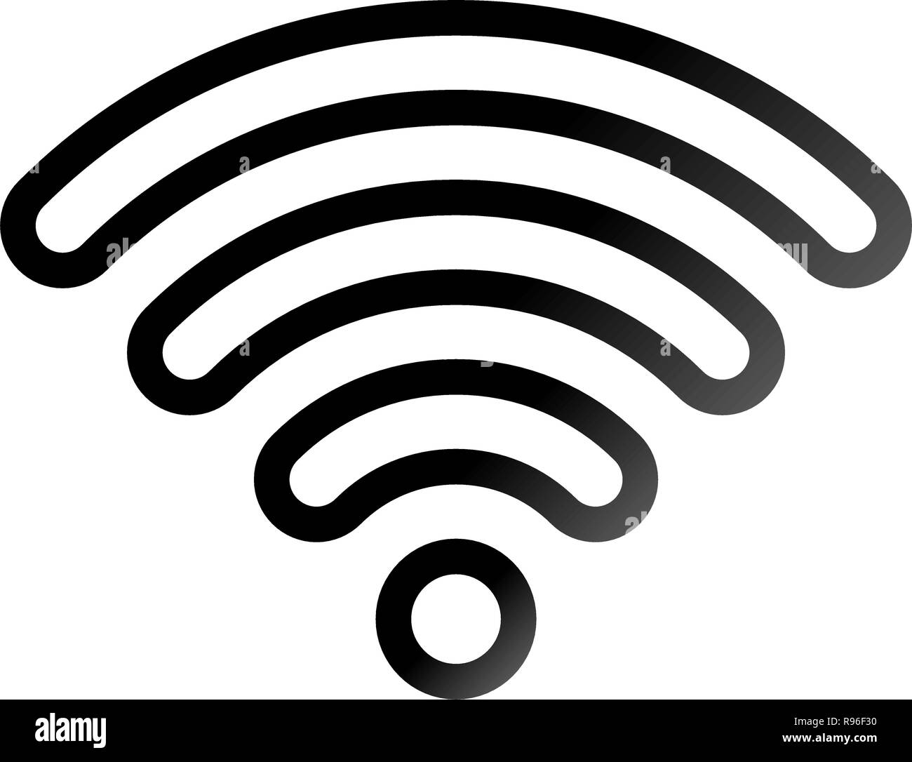 Wifi symbol icon - black outlined rounded gradient, isolated - vector ...