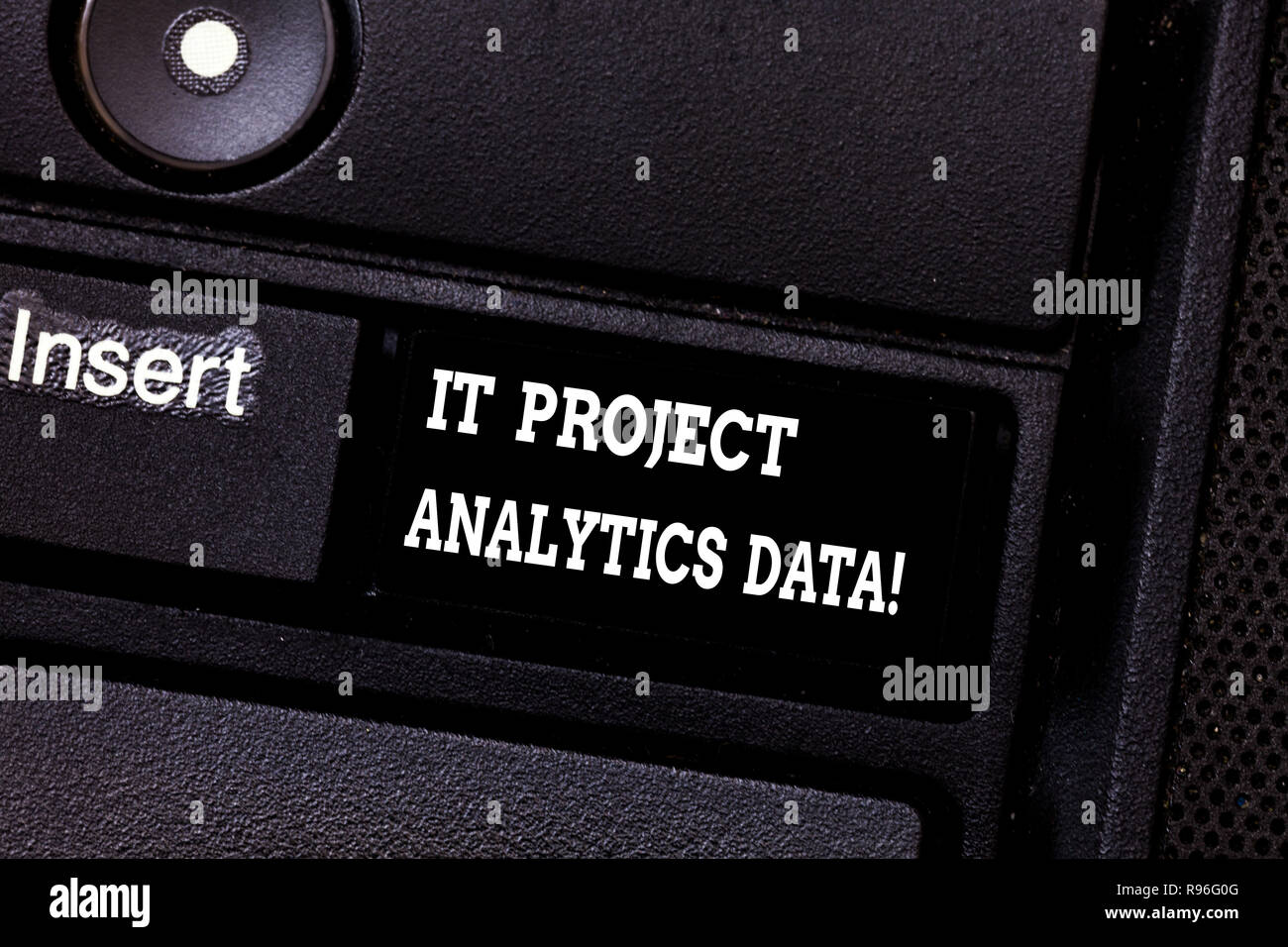 Text sign showing It Project Analytics Data. Conceptual photo Information technologies modern applications Keyboard key Intention to create computer m Stock Photo