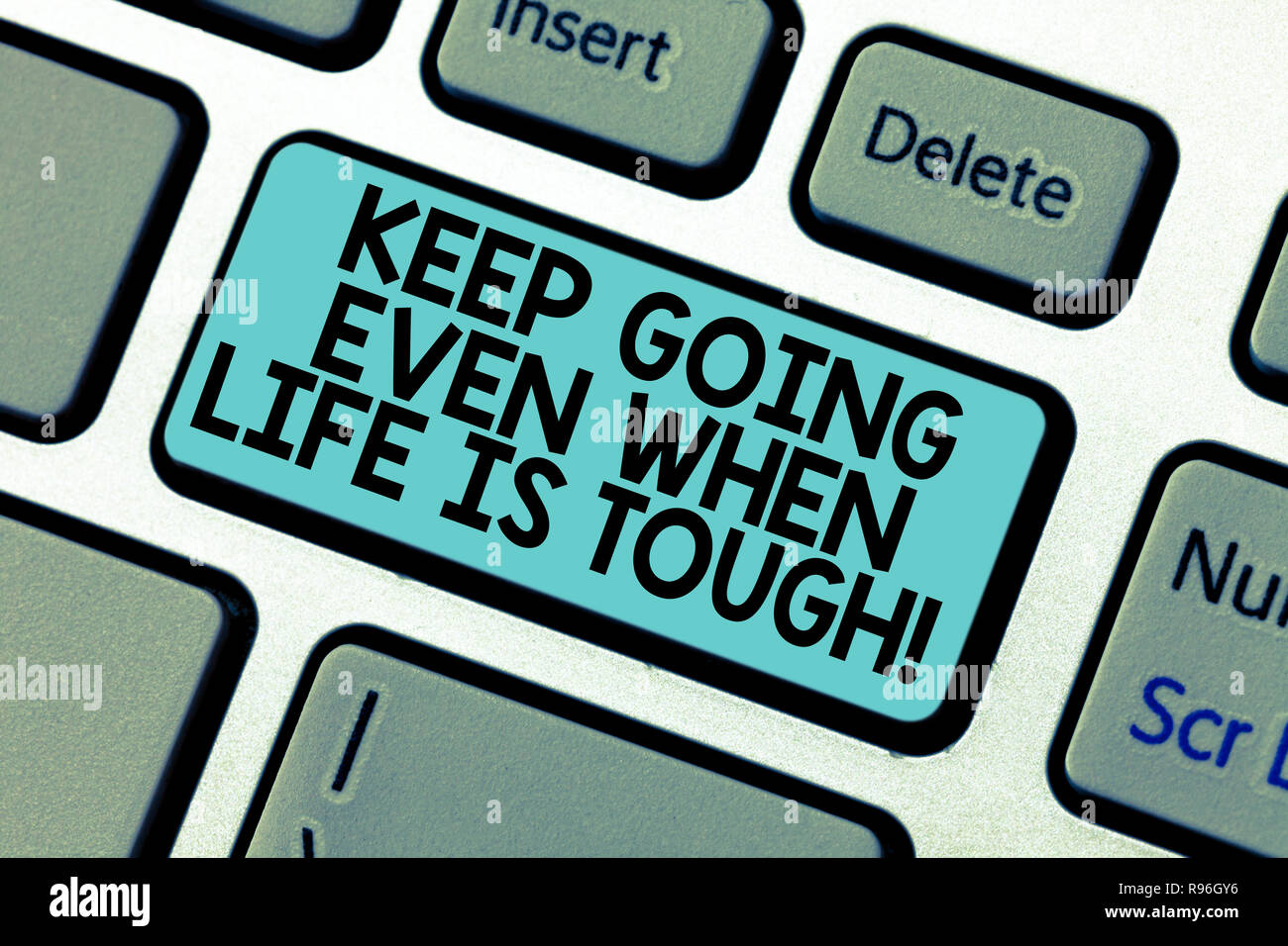 Handwriting Text Keep Going Even When Life Is Tough Concept Meaning Overcome Difficulties Reach Your Goals Keyboard Key Intention To Create Computer Stock Photo Alamy
