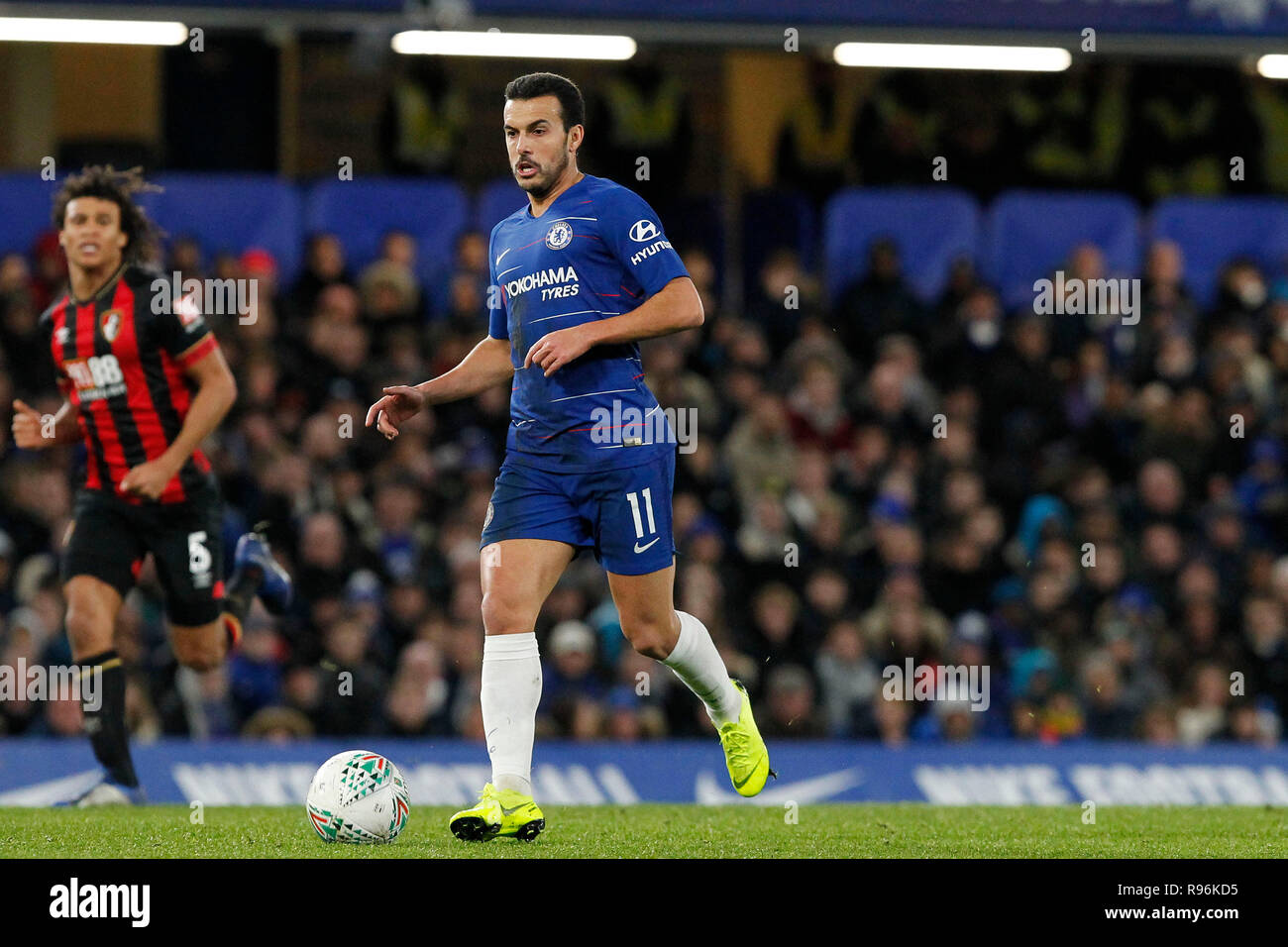 London, UK. 19th Dec, 2018. Pedro of Chelsea during the EFL Carabao Cup Quarter Final match between Chelsea and Bournemouth at Stamford Bridge, London, England on 19 December 2018. Photo by Carlton Myrie.  Editorial use only, license required for commercial use. No use in betting, games or a single club/league/player publications. Credit: UK Sports Pics Ltd/Alamy Live News Stock Photo