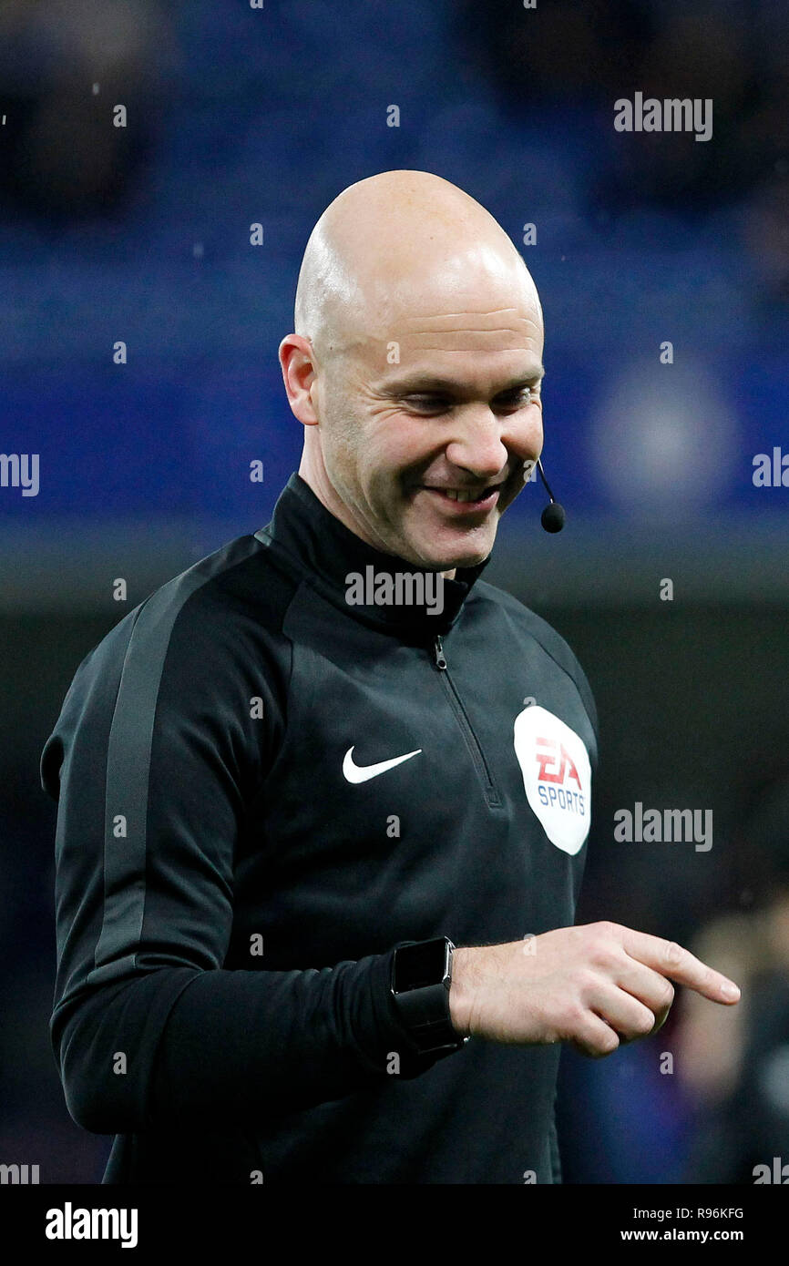 London, UK. 19th Dec, 2018. Referee, Anthony Taylor is smiling during the EFL Carabao Cup Quarter Final match between Chelsea and Bournemouth at Stamford Bridge, London, England on 19 December 2018. Photo by Carlton Myrie.  Editorial use only, license required for commercial use. No use in betting, games or a single club/league/player publications. Credit: UK Sports Pics Ltd/Alamy Live News Stock Photo