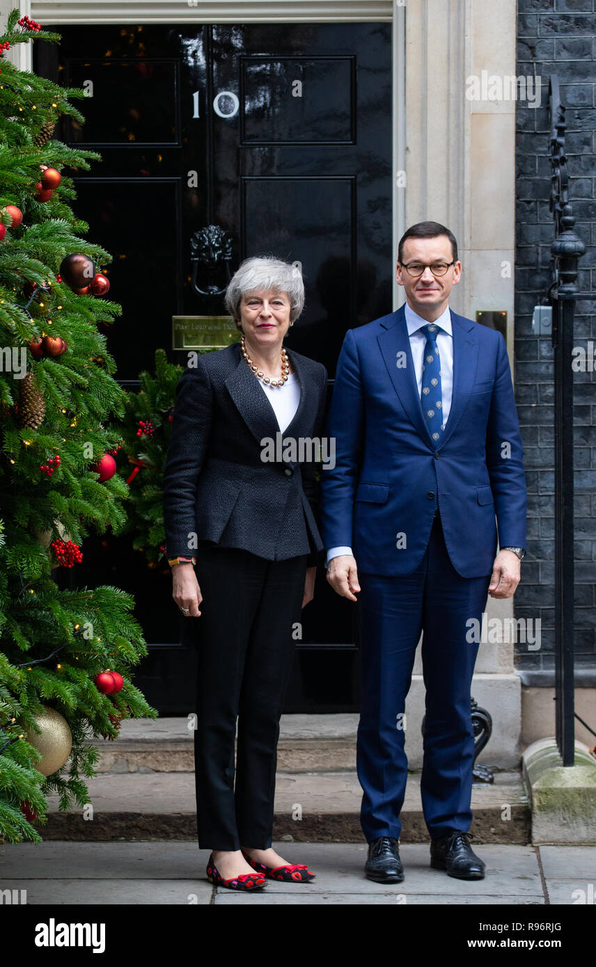 London, UK. 20th December, 2018. Prime Minister, Theresa May, meets her Polish Counterpart, Prime Minister Mateusz Morawiecki for talks. Credit: Tommy London/Alamy Live News Stock Photo