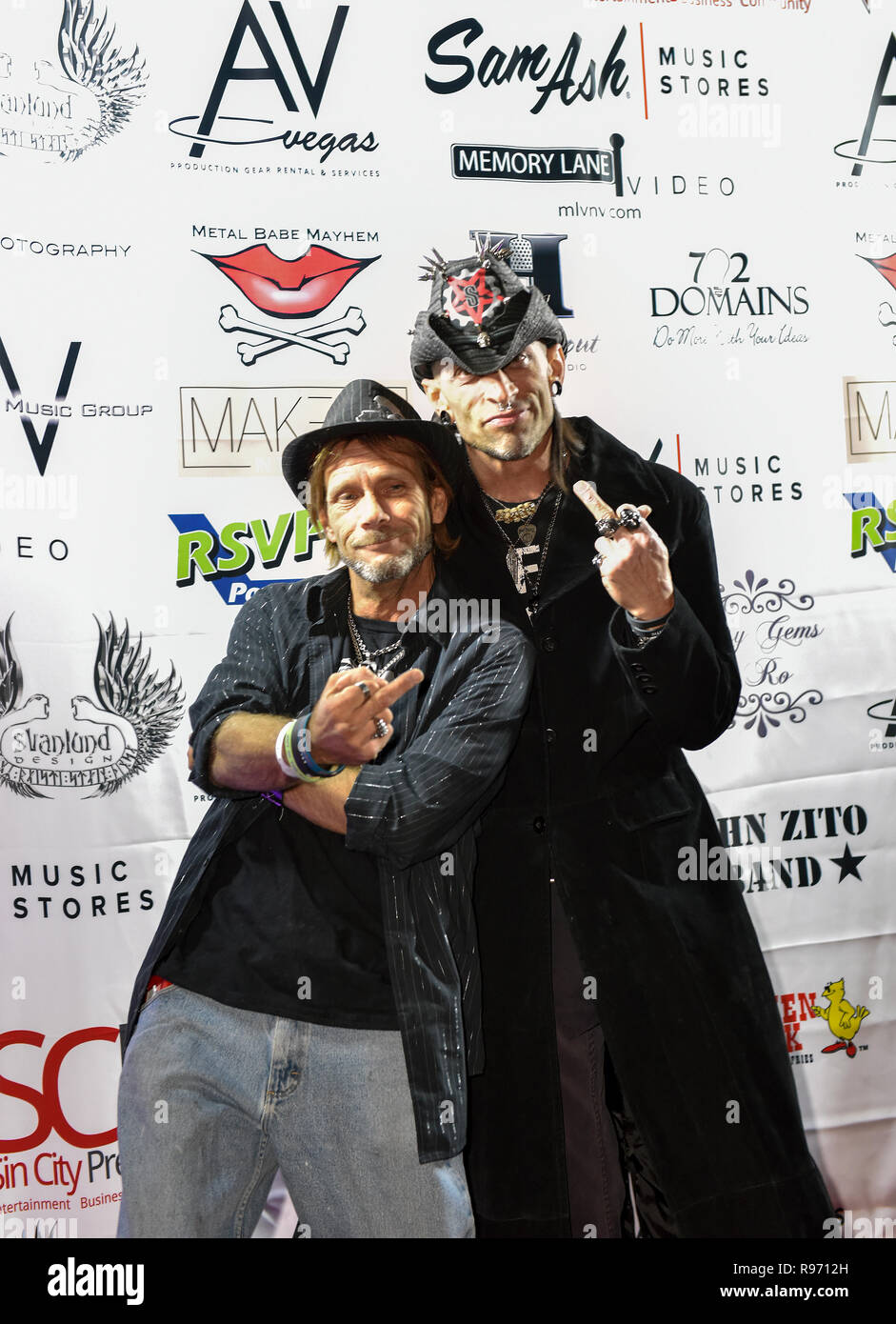 Las Vegas, Nevada, December 19th, Sin City Presents Magazine hosted the Las Vegas Shredder of the Year Awards at Counts Vamp'd Rock and Roll Bar with red carpet and music performances by John Zito Band and many of Las Vegas' best rock music musicians.  Credit: Ken Howard/Alamy Live News Stock Photo