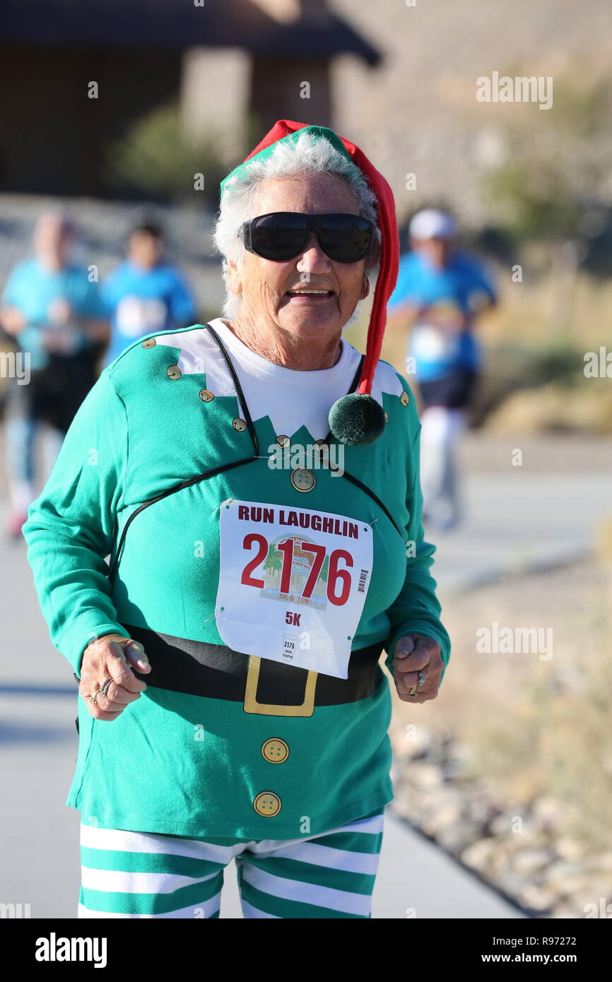 Laughlin, Nevada, USA. 1st Dec, 2018. Runner is running She is about 80 years old . 2018 Run Laughlin Half Marathon, 5K & 10K. Sponsored by the Tropicana Laughlin. Credit: Bizuayehu Tesfaye/ZUMA Wire/Alamy Live News Stock Photo