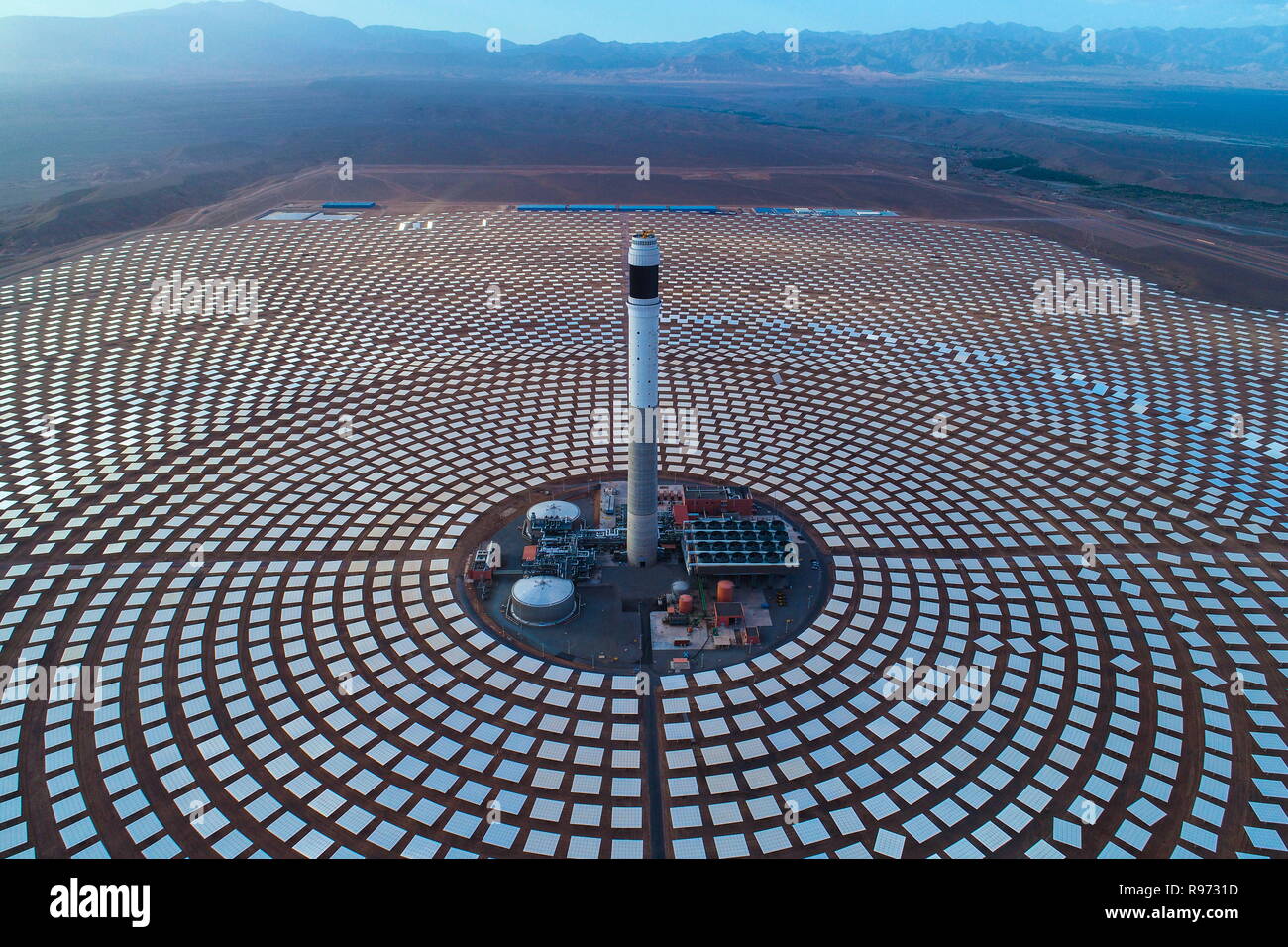 Beijing, Morocco. 7th June, 2018. Photo provided by Shandong Electric Power Construction Co., Ltd (SEPCO III) shows part of Morocco's NOOR III Concentrated Solar Power (CSP) project in Ouarzazate, Morocco, on June 7, 2018. In past years, China and African nations have deepened mutual assistance in development and made concerted efforts in building a closer China-Africa community with a shared future. Credit: SEPCO III/Xinhua/Alamy Live News Stock Photo