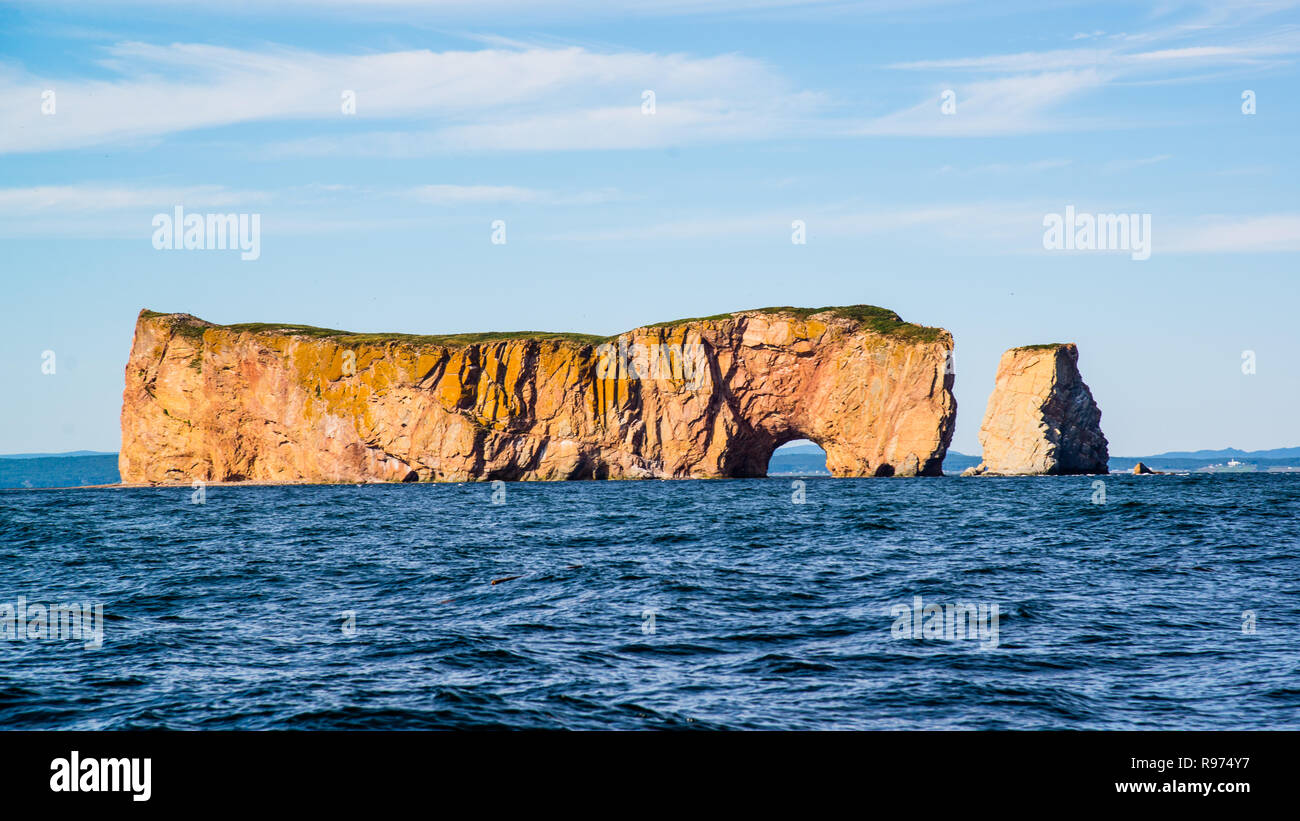 Perce Rock in Gaspesie Quebec Canada Stock Photo