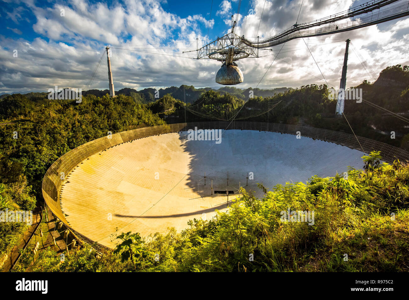 Large radio telescope dish in Arecibo national observatory Stock Photo