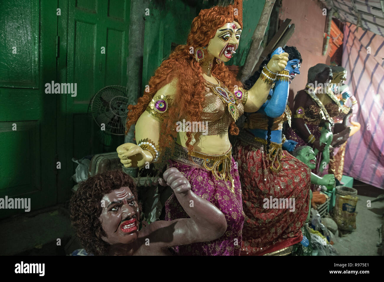 Halloween,Female ,a follower,Goddess Kali, Ruler,Underworld,appearing,to  eleminate,wrong doers,appears ,on the New moon Autumn day,at Kolkata,India  Stock Photo - Alamy, image size:1300x956