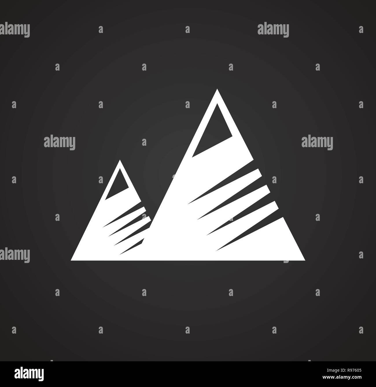 Mountain icon on black background for graphic and web design, Modern ...