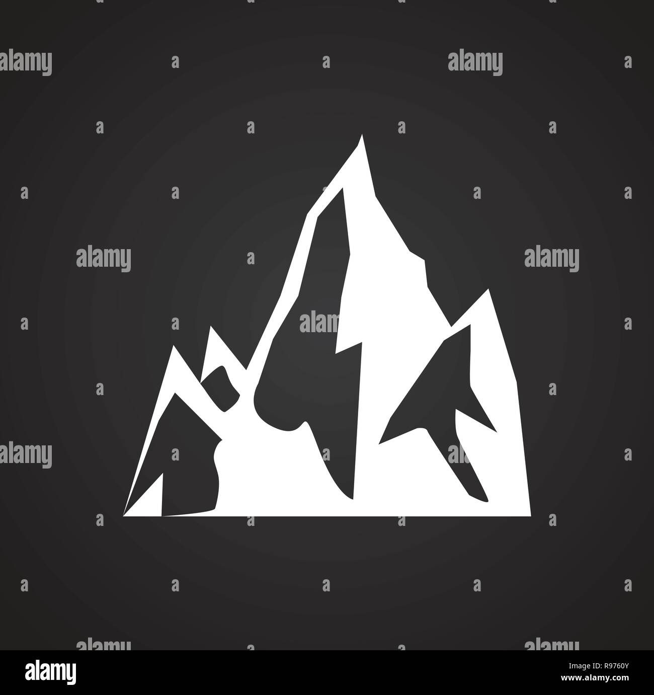 Mountain icon on black background for graphic and web design, Modern ...