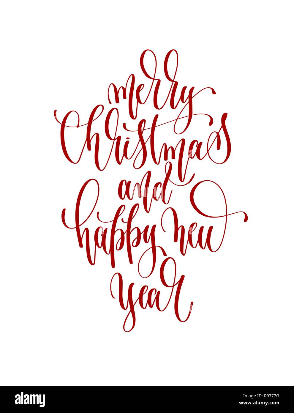 merry christmas and happy new year - hand lettering Stock Vector Image ...