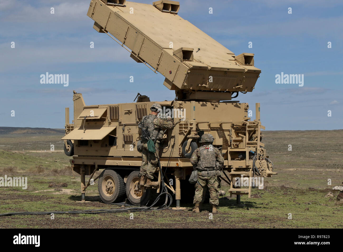 Soldiers from 17th Field Artillery Brigade are setting up a Q53 radar