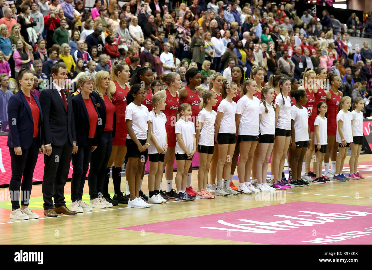 England Roses players and staff line up before the game Stock Photo - Alamy