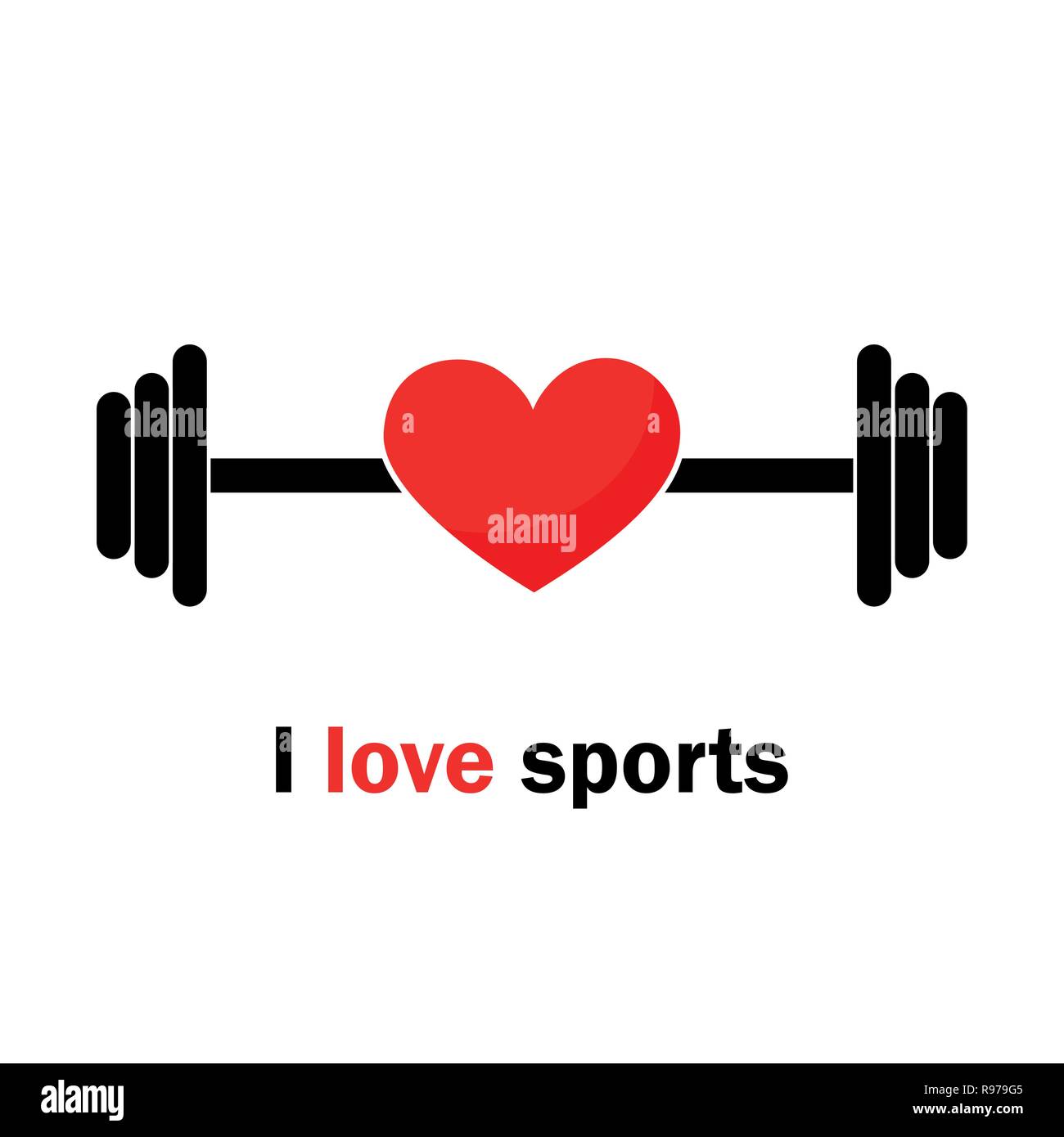 I love sports icon with heart and barbell vector illustration EPS10 Stock Vector