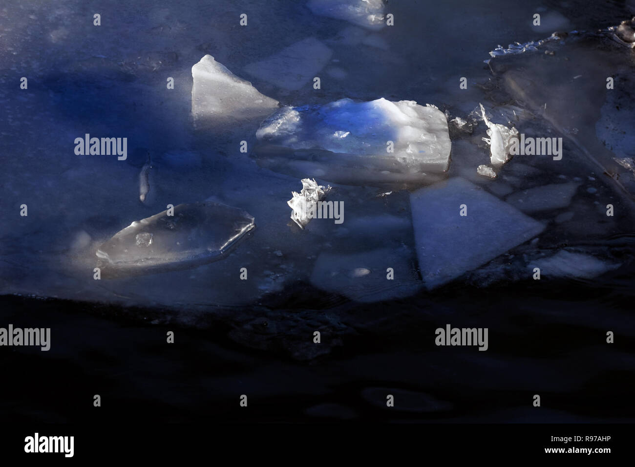 Pretty ice floes in twilight for nice mood Stock Photo