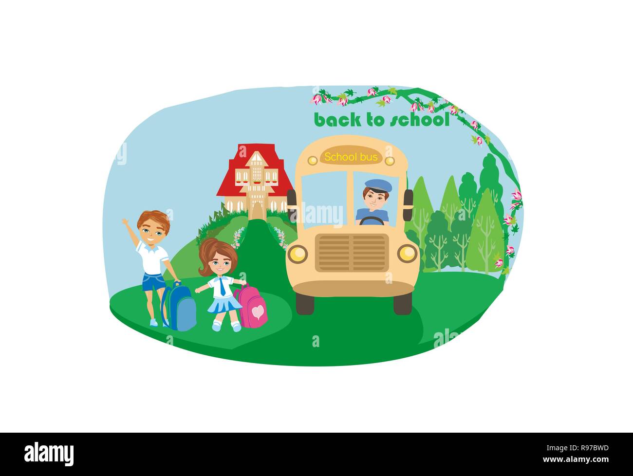 Happy kids go to school Stock Vector Image & Art - Alamy