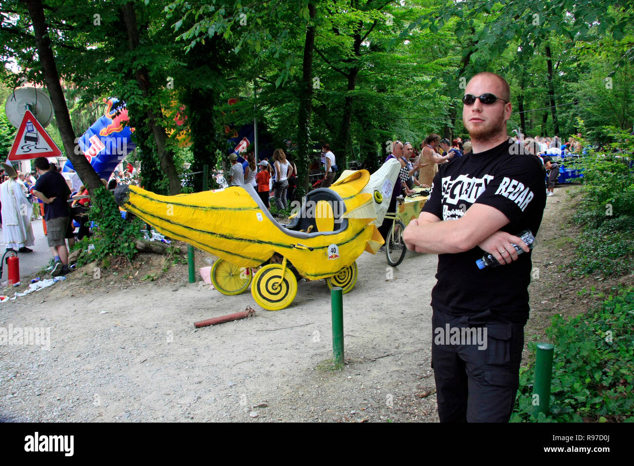 Zagreb, Croatia - June 2011: Funny banana vehicle on Red Bull Soapbox Stock Photo - Alamy