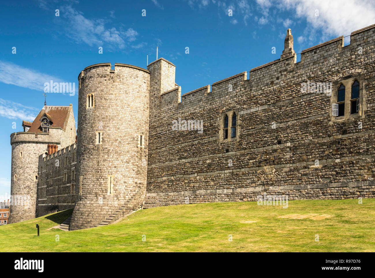 An exterior view of Windsor Castle in Windsor, Berkshire, Great Britain