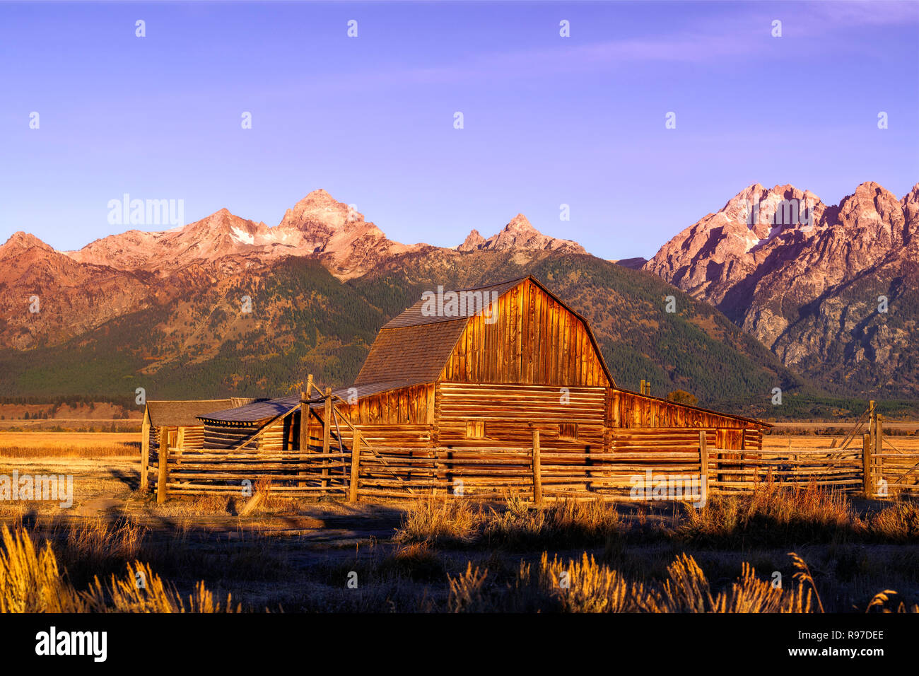 Barn at Mormon Row, Grand Teton National Park, Wyoming USA Stock Photo