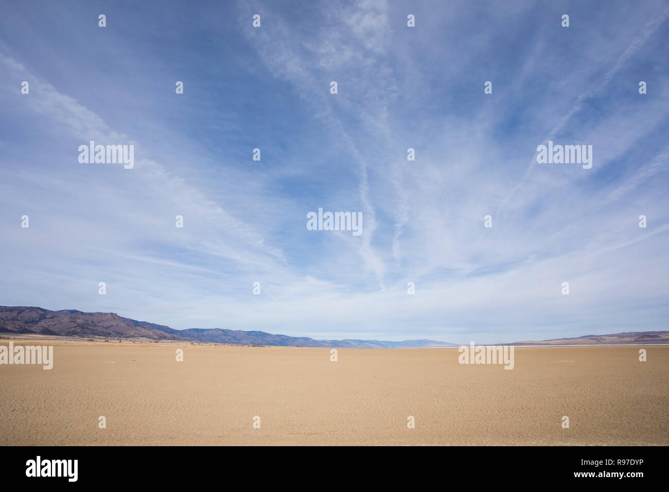 Dry lake bed of Middle Alkali Lake near Cedarville California. Stock Photo