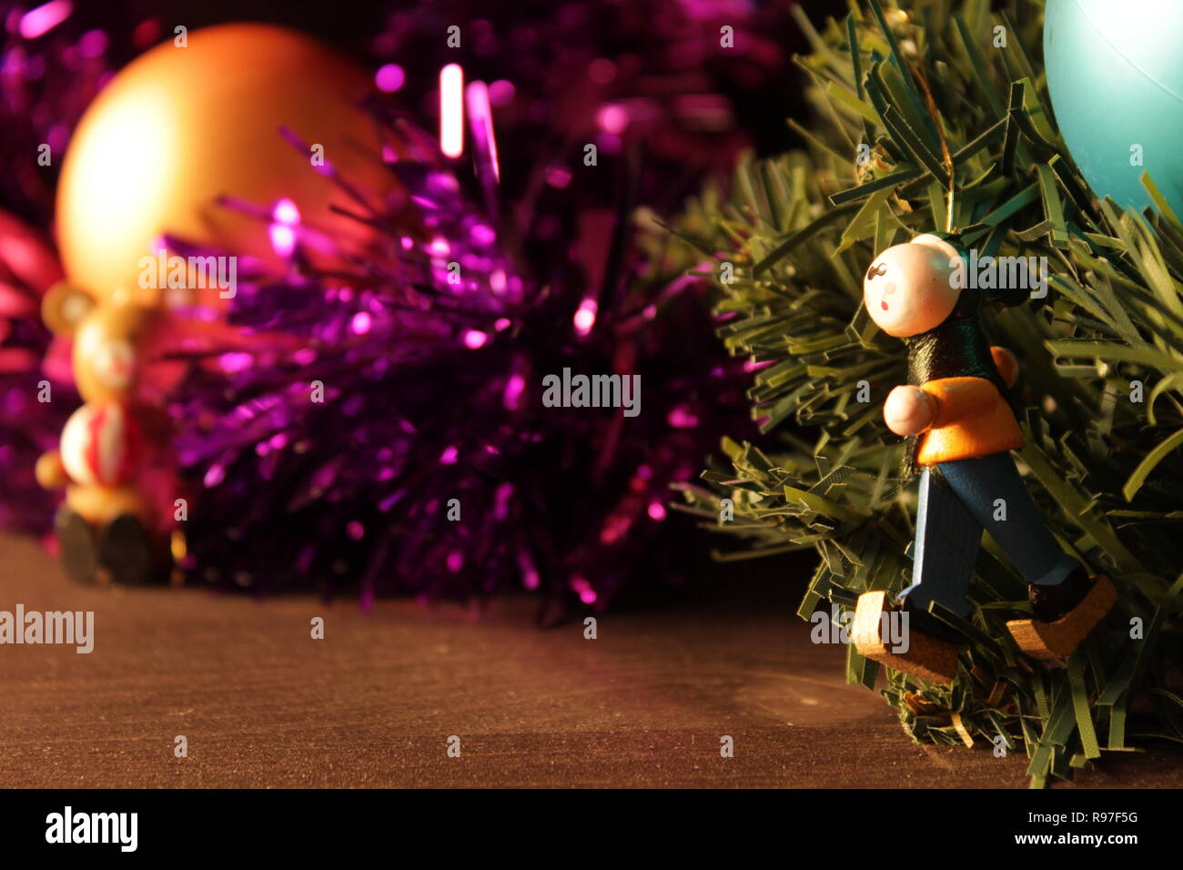 Christmas tree balls, garlands and other colorful decorative elements ...