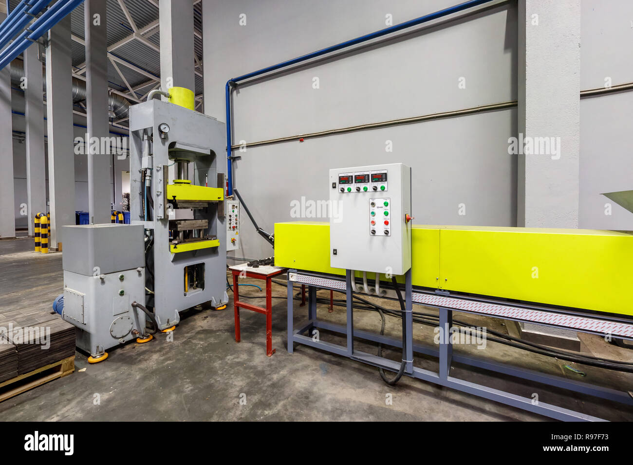 Modern waste recycling processing plant. Separate garbage collection. Recycling and storage of