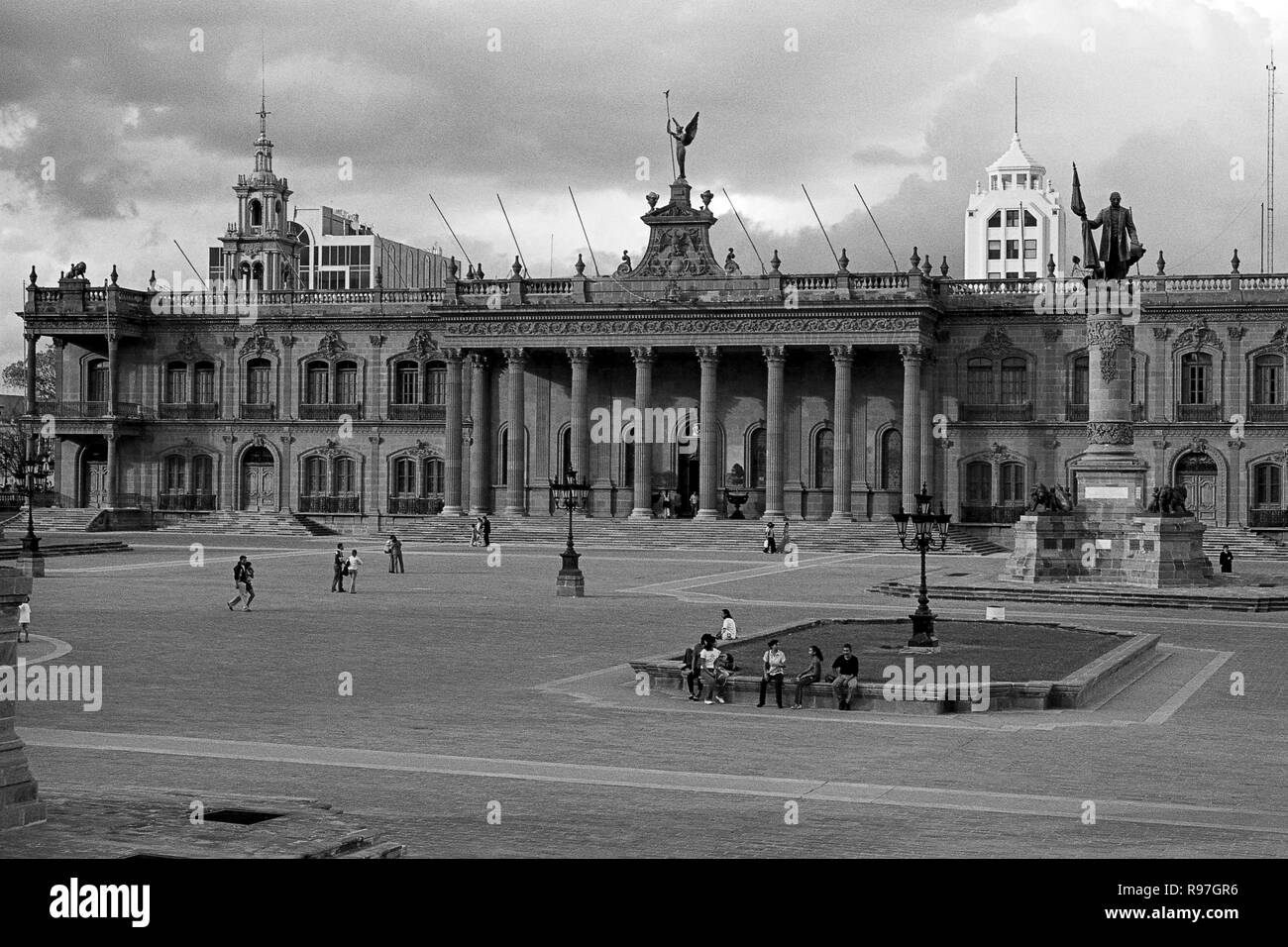 MONTERREY, NL/MEXICO - NOV 10, 2003: View of the Macroplaza and the Governor's palace on the background Stock Photo