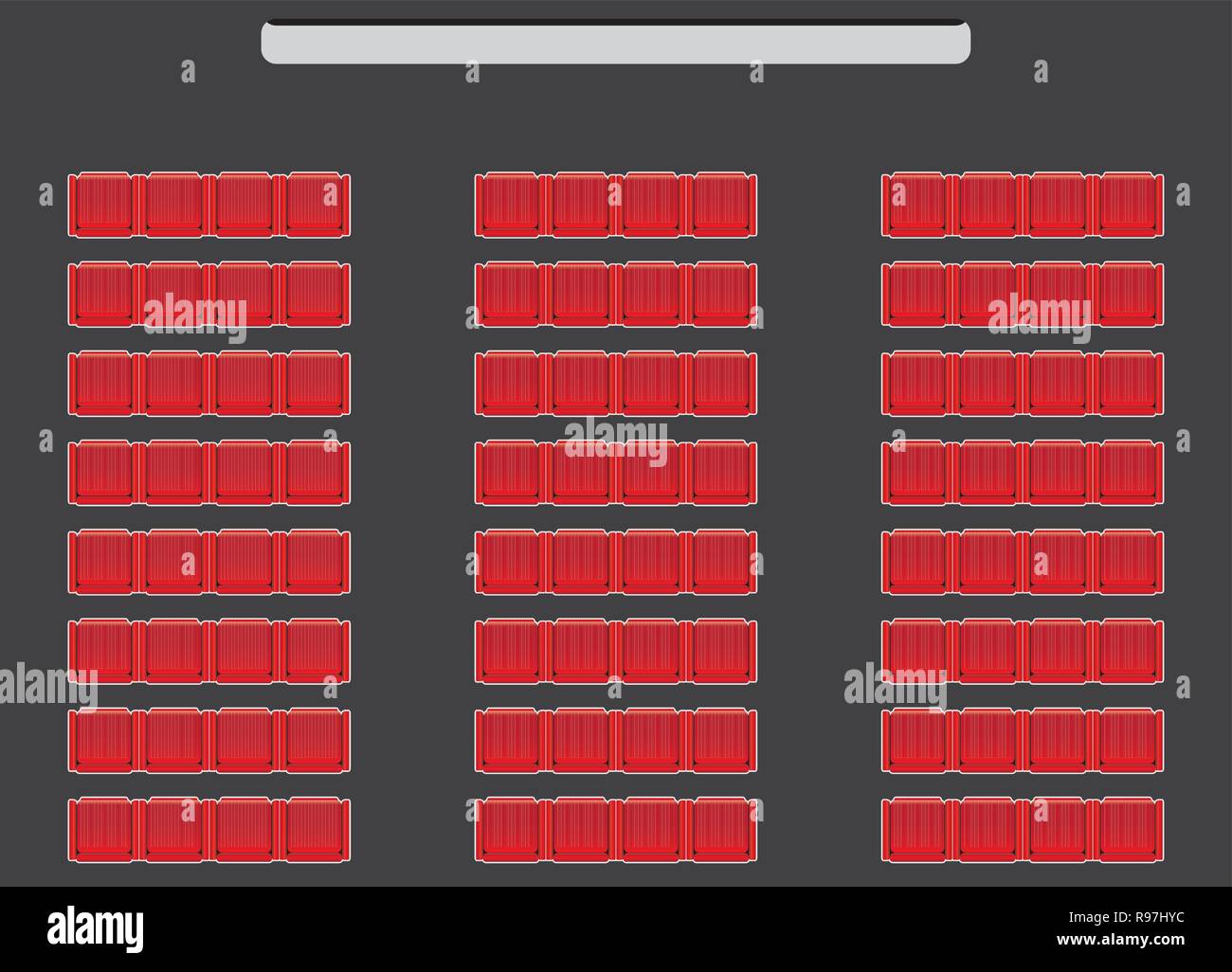 Top View show Seat in the Theater  with dark background Vector and illustration Stock Vector