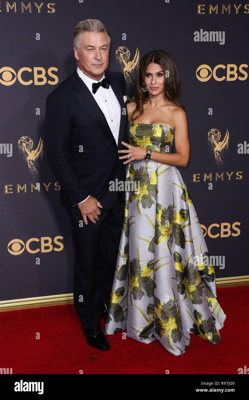 LOS ANGELES, CA, USA - SEPTEMBER 17: Alec Baldwin, Hilaria Baldwin arrive at the 69th Annual Primetime Emmy Awards held at Microsoft Theater at L.A. Live on September 17, 2017 in Los Angeles, California, United States. (Photo by Xavier Collin/Image Press Agency) Stock Photo
