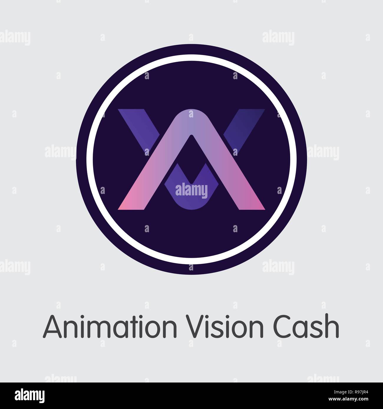 AVH - Animation Vision Cash. The Crypto Coins or Cryptocurrency  Stock Vector