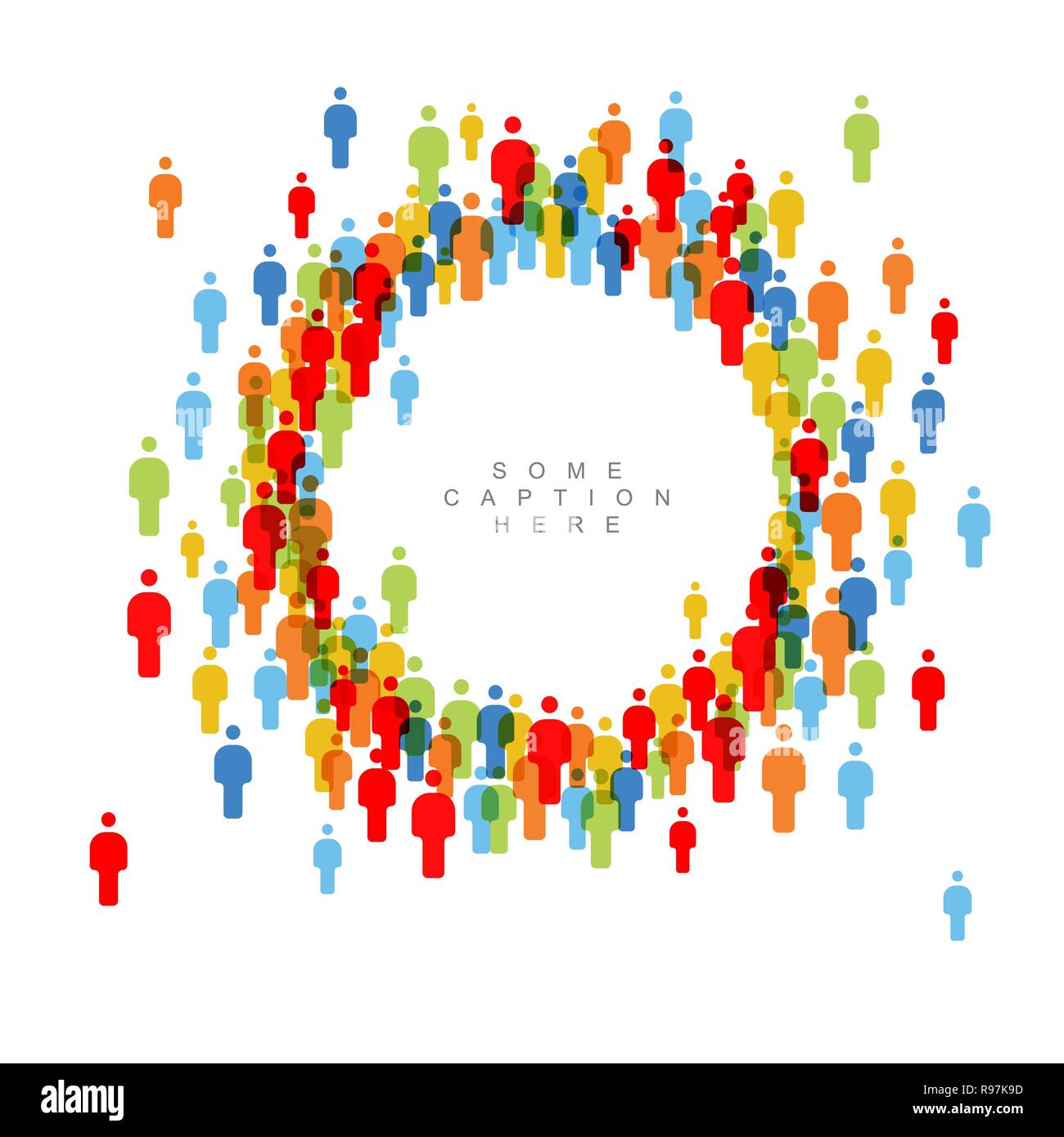 Vector people crowd circle frame template made from figure icons Stock ...
