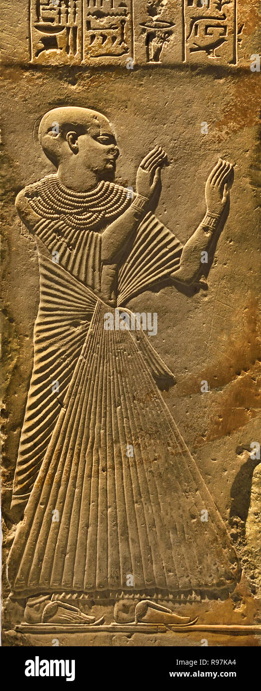 Djed pillar or Ptahmes, Grave Chape,l  limestone 225 × 40 x 42.5 cm, Period: New Empire; 19th Dynasty; Ramses II 1290-1224 BC Egypt, Egyptian. Stock Photo