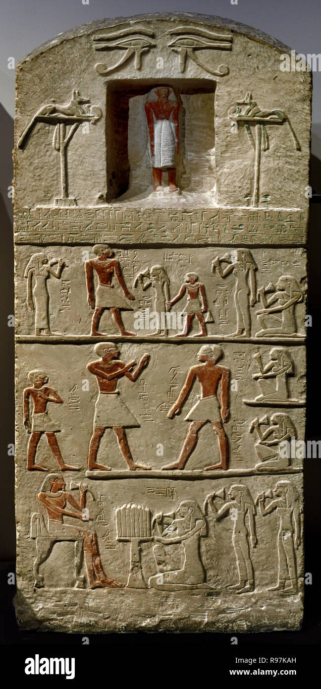Senebneraoe; round arch stela Material: limestone Dimensions: 125 x 50 x 19 cm 250 kg Period: Middle Kingdom 2055 BC –1650 BC Egypt, Egyptian. Stock Photo