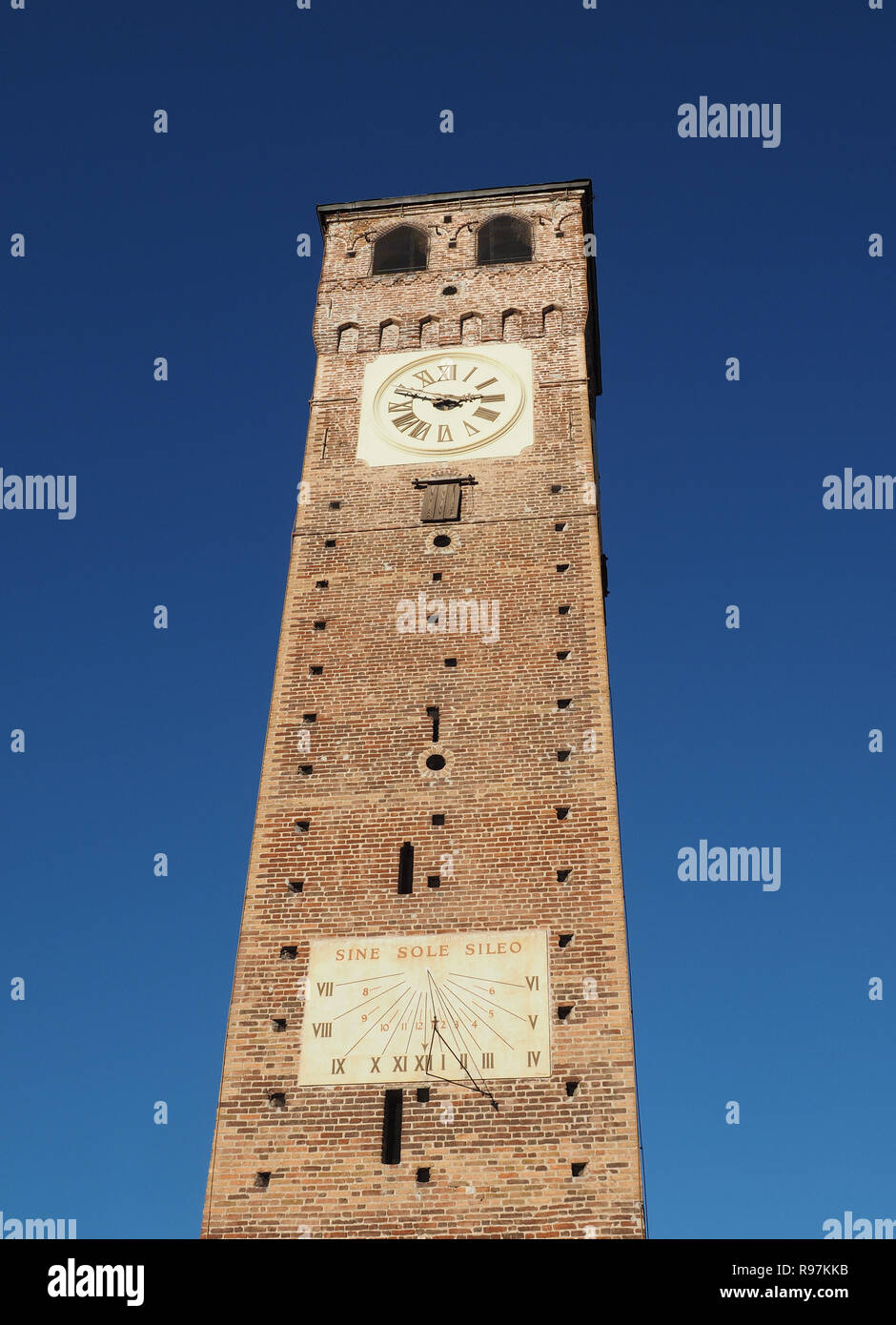 Torre Civica (meaning belfry) in Grugliasco, Italy Stock Photo