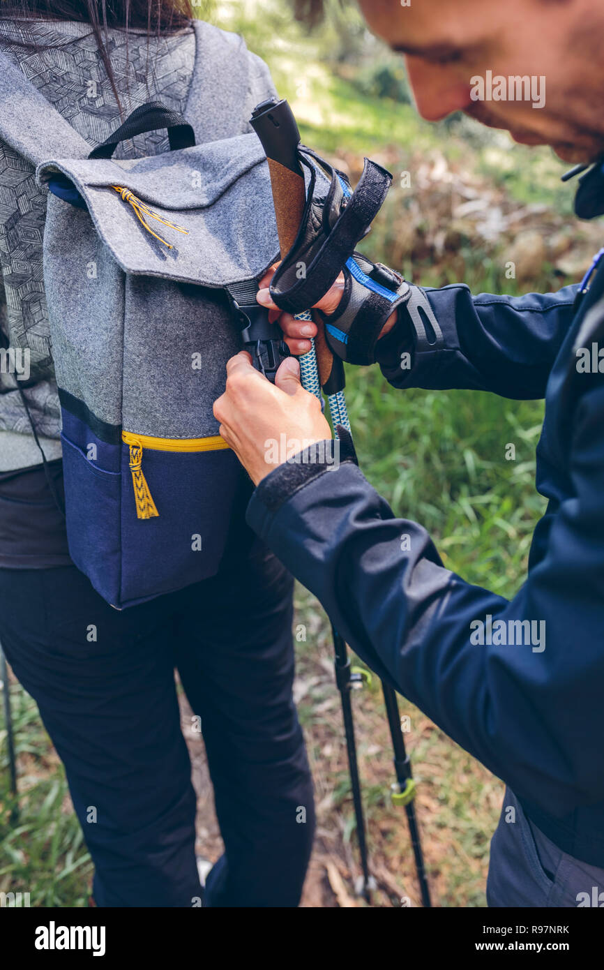 Female hiker backpack poles hi-res stock photography and images - Alamy