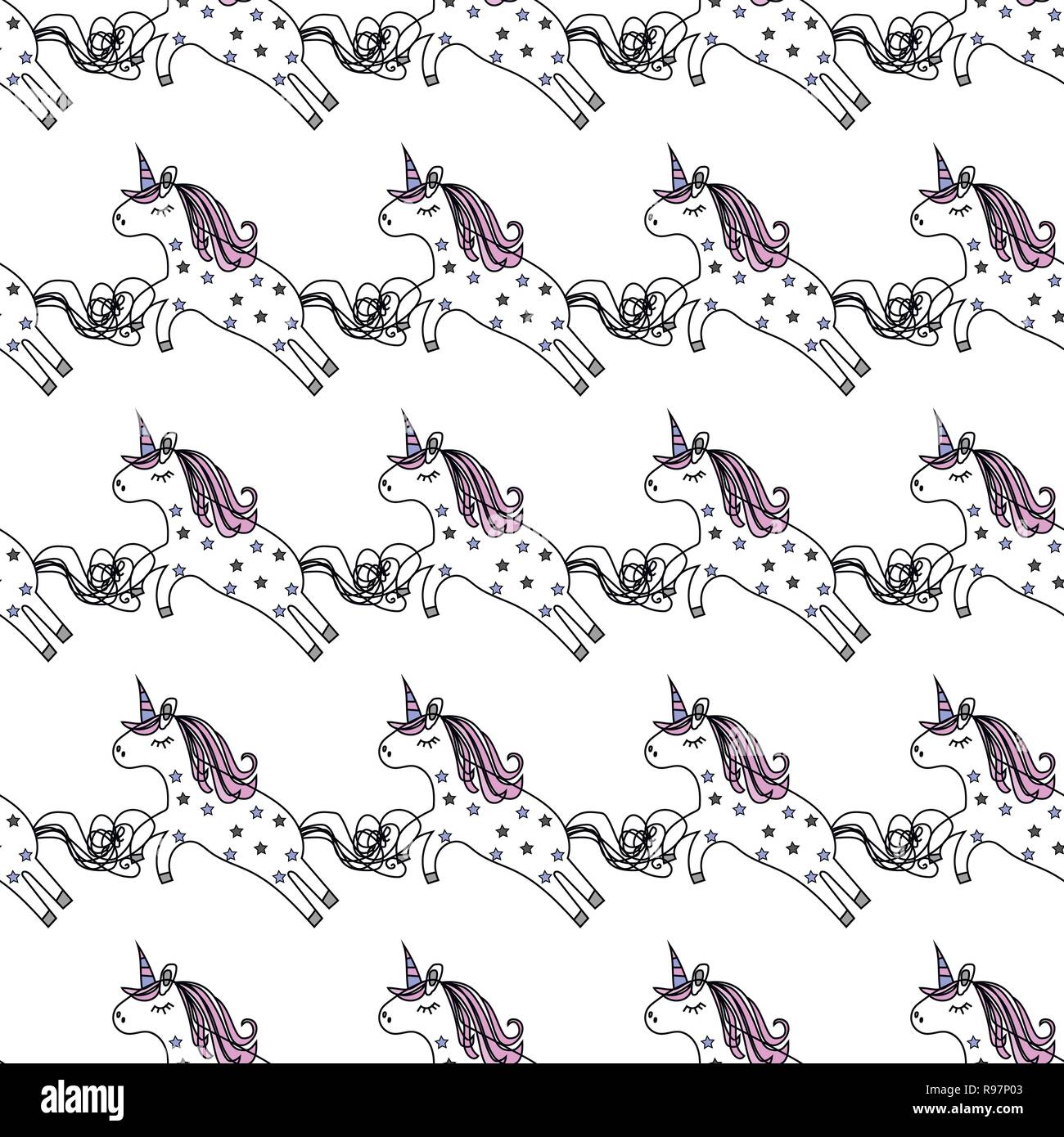 Magic unicorns seamless pattern background. Vector illustration Stock ...