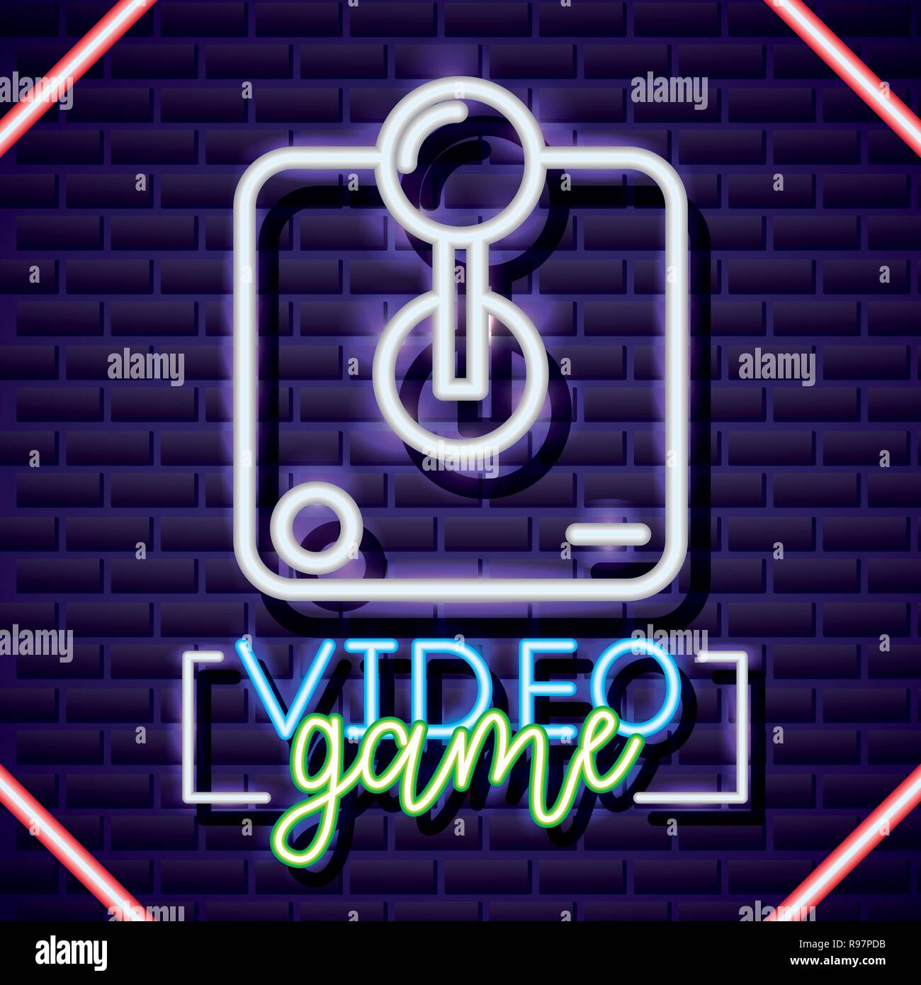 neon video game command control vector illustration Stock Vector Image ...
