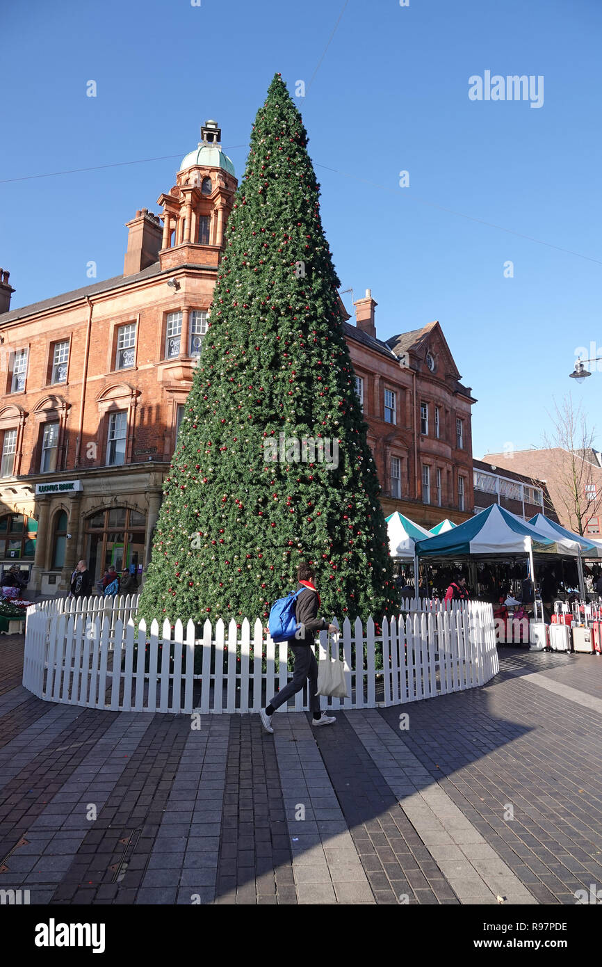 Christmas tree in Redhill, Surrey UK town centre Stock Photo
