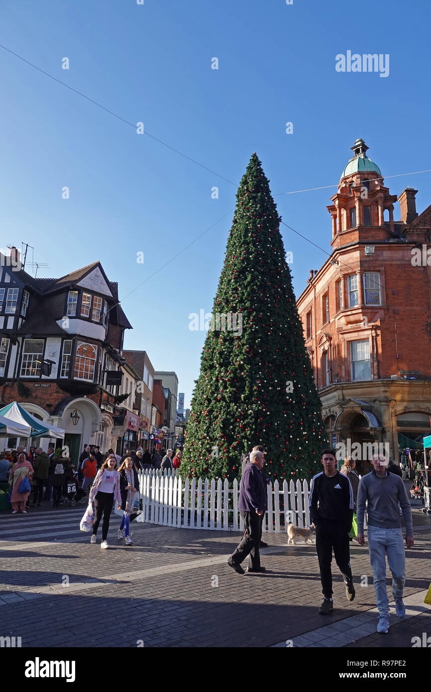 Christmas tree in Redhill, Surrey UK town centre Stock Photo