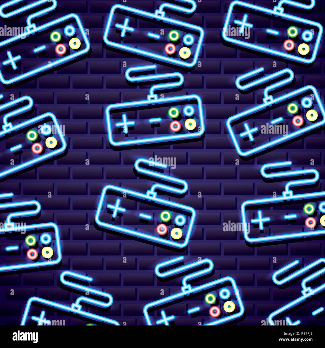 Video Games Controls Neon Background Vector Illustration Royalty Free SVG,  Cliparts, Vectors, And Stock Image