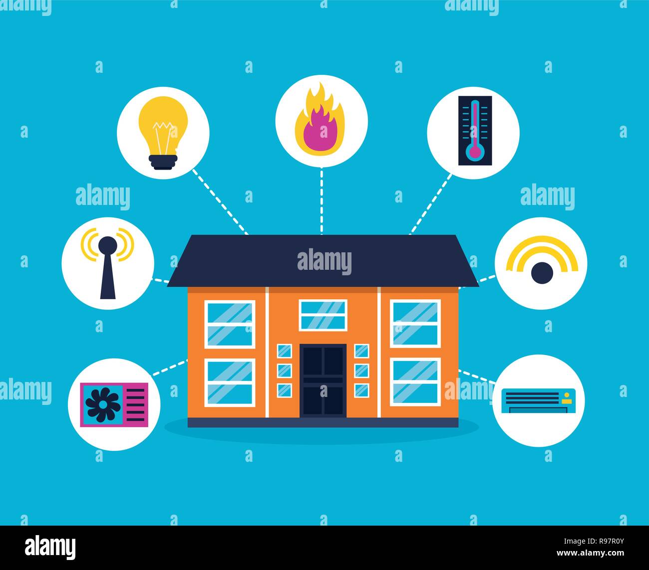 smart home smartphone monitoring control app vector illustration Stock ...