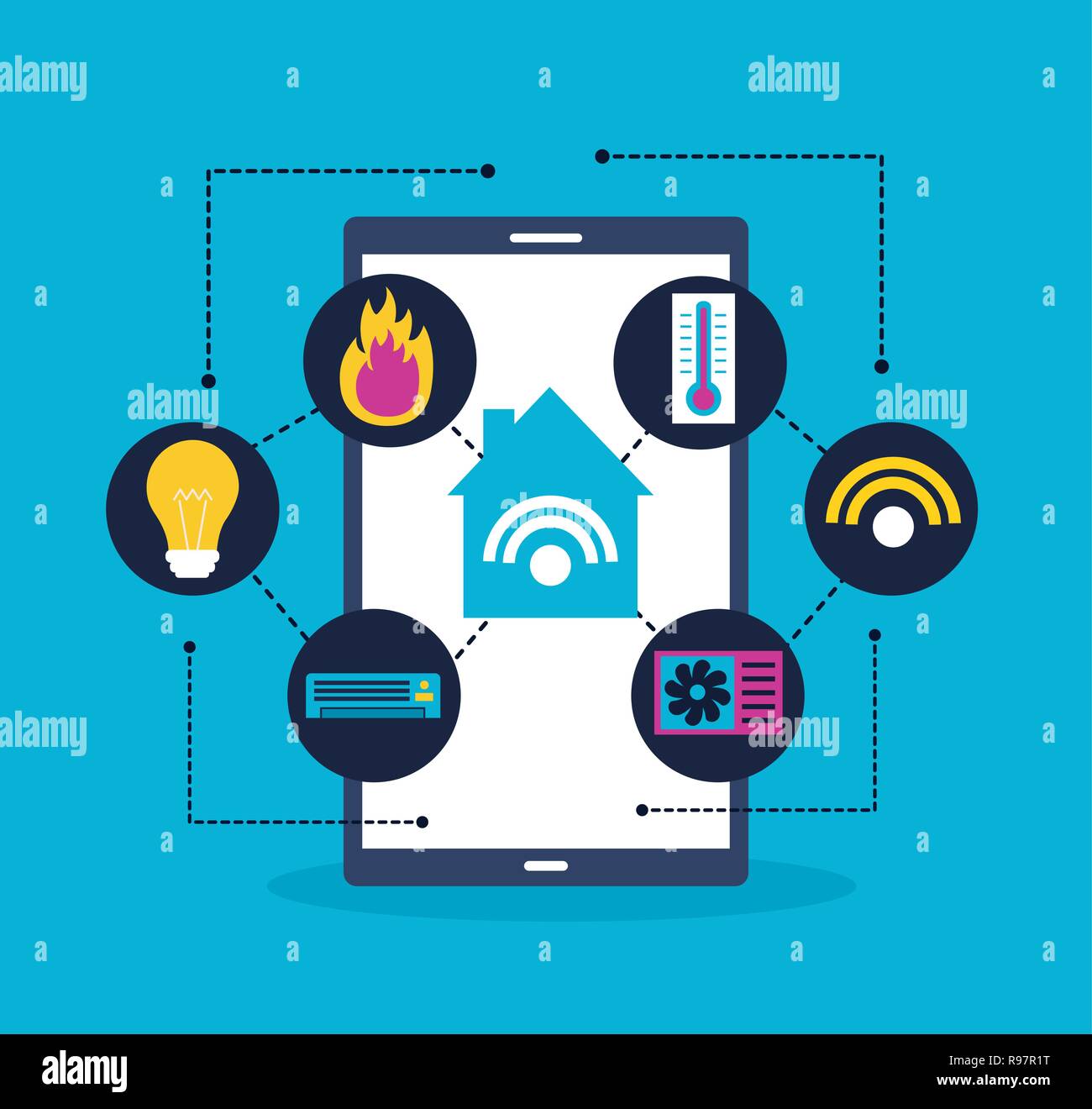 smart home system technology connection vector illustration Stock ...