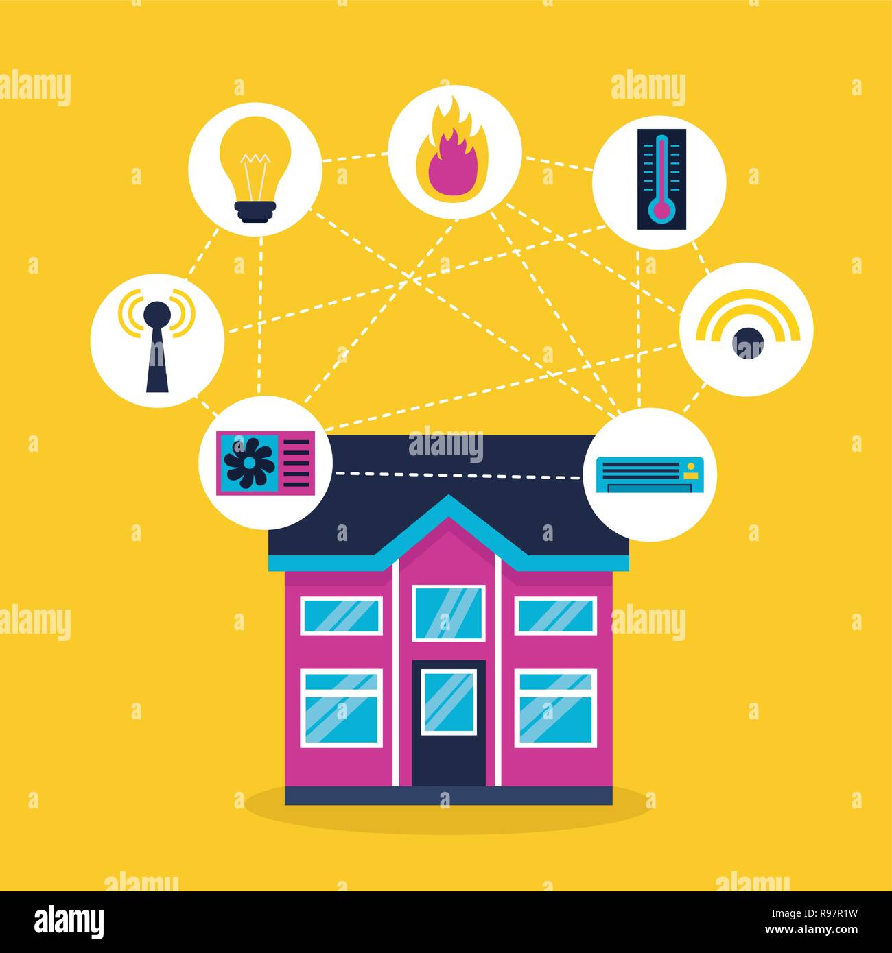 smart home system technology connection vector illustration Stock ...