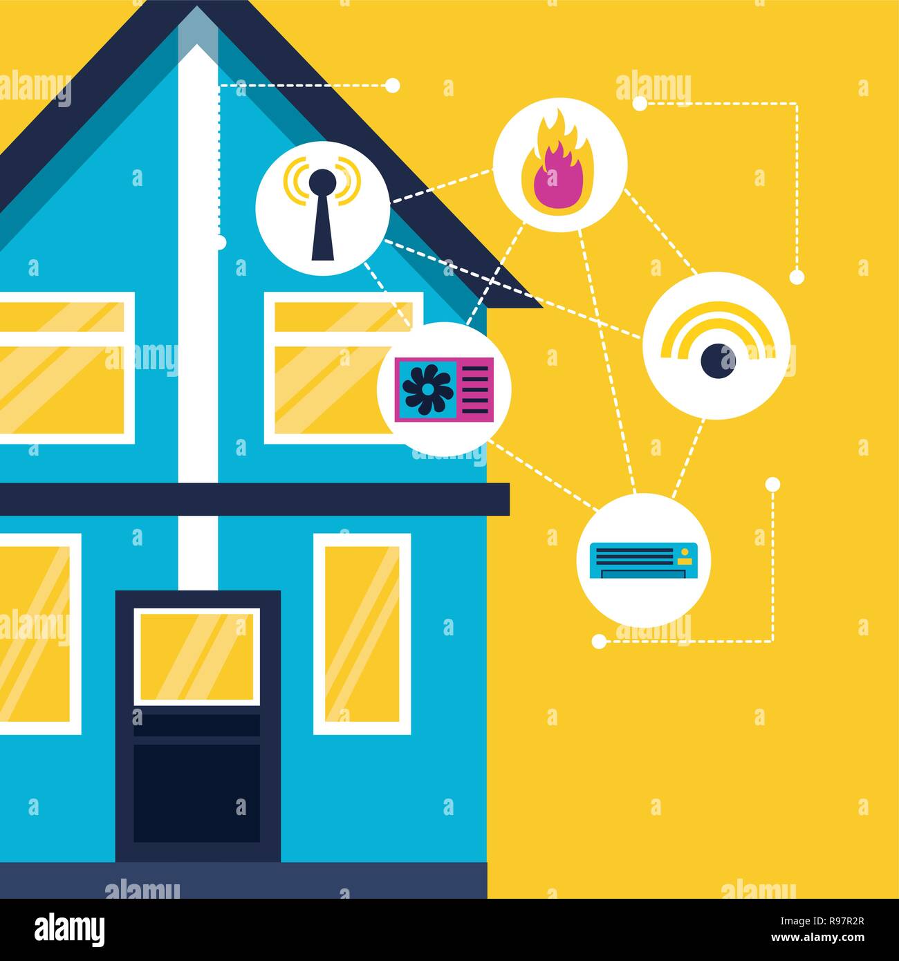 smart home smartphone monitoring control app vector illustration Stock ...