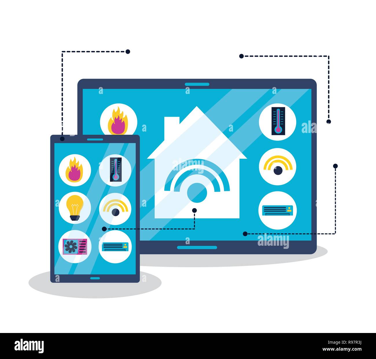 smart home system technology connection vector illustration Stock ...