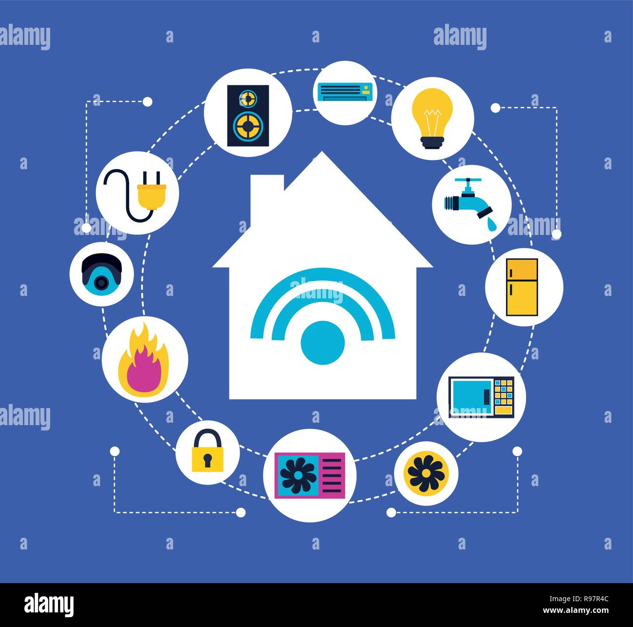 smart home system technology connection vector illustration Stock ...
