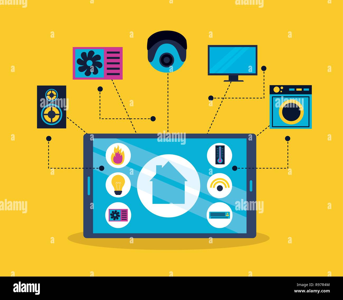 cellphone control remote smart home vector illustration Stock Vector ...