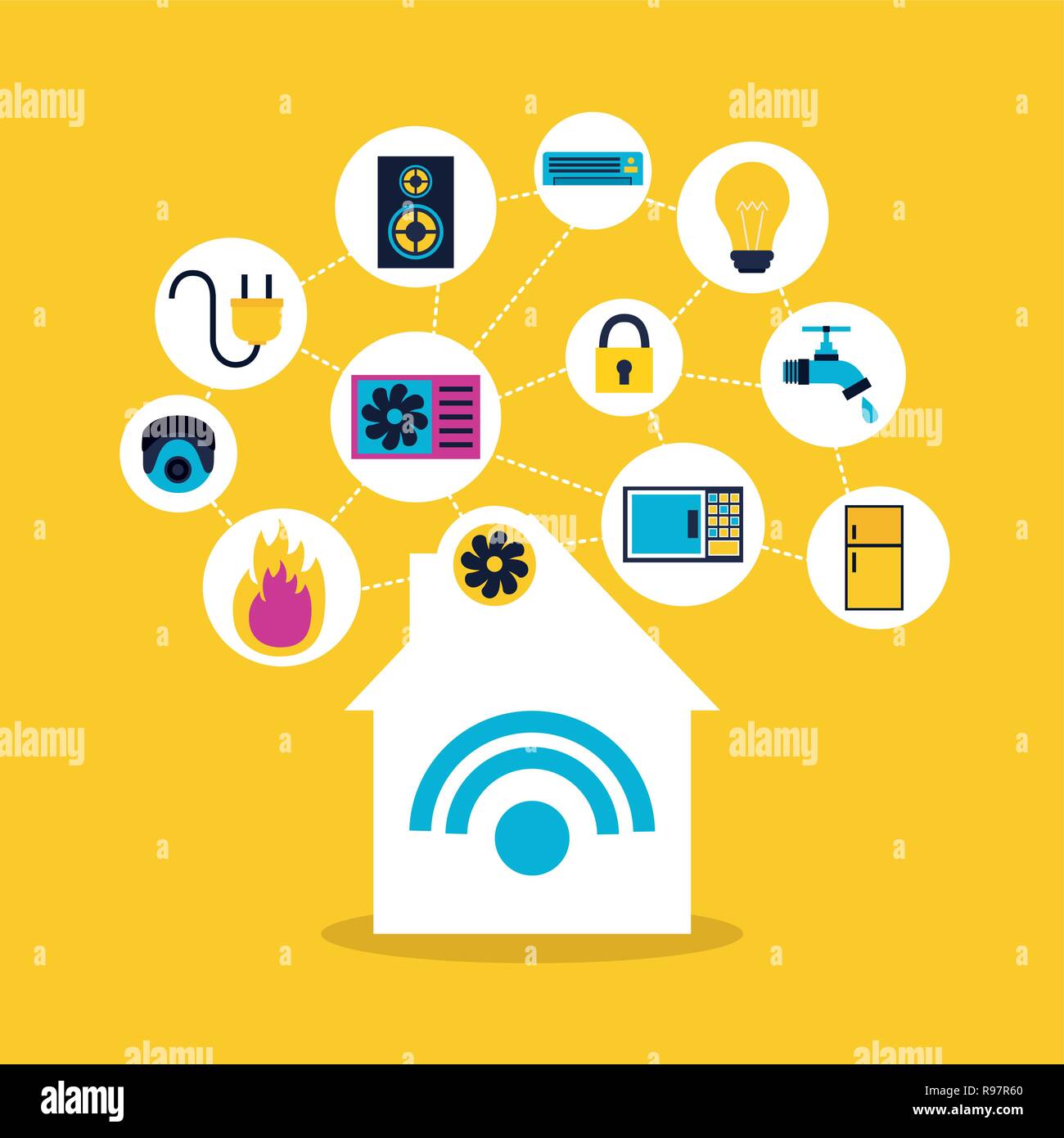 smart home system technology connection vector illustration Stock ...
