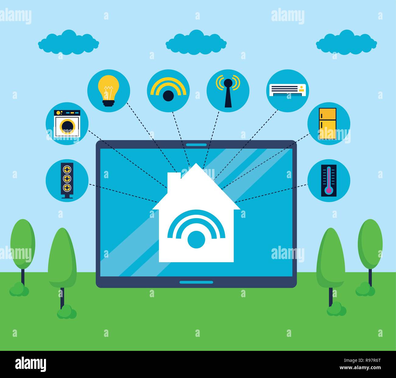 cellphone control remote smart home vector illustration Stock Vector ...
